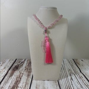Rose Quartz Gemstone Bead Handmade Beaded Mala Necklace
